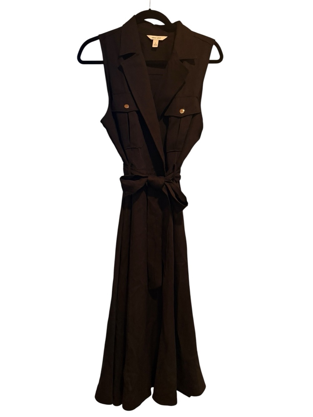 Anne Klein NEW WITH TAGS Black Utility Midi Dress Size L Lyocell